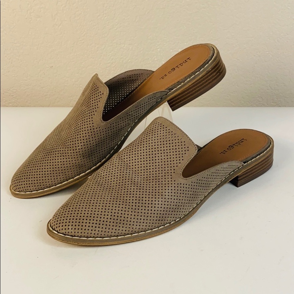 Indigo Road Vegan Taupe Pointed Toe Slides